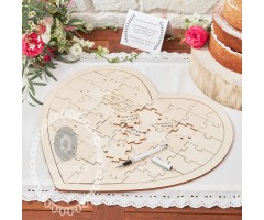 Ευχολόγιο γάμου ξύλινο παζλ καρδιά  - Personalized με τα ονόματα του ζευγαριού