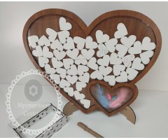 Ευχολόγιο γάμου Plexiglass & ξύλο σε σχήμα καρδιάς - Personalized με τα ονόματα του ζευγαριού