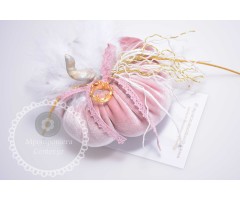 Μπομπονιέρα κολοκύθα ροζ παραμυθένια με κορώνα 3d - πριγκιπική για μοναδικές πριγκίπισσες