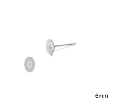 Καρφωτό σκουλαρίκι Βάση Μπρούτζινη 6mm με Καρφί Ατσάλινο με βάση επάργυρο