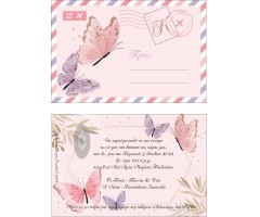 Προσκλητήριο βάπτισης για κορίτσι πεταλούδα  Card Postal