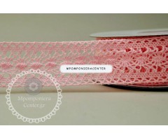 Κορδέλα βαμβακερή δαντέλα 32mm ροζ