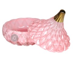 Μπομπονιέρα Φοντανιέρα γυάλινη Φ8Χ9 εκ. ροζ χρυσό