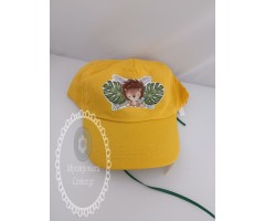 Μπομπονιέρα βάπτισης καπέλο κίτρινο με τύπωμα λιονταράκι ή της επιλογής σας θεματικό