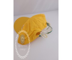 Μπομπονιέρα βάπτισης καπέλο κίτρινο με τύπωμα λιονταράκι ή της επιλογής σας θεματικό