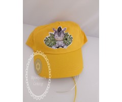 Μπομπονιέρα βάπτισης καπέλο κίτρινο με τύπωμα ζέβρα ή της επιλογής σας θεματικό