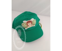 Μπομπονιέρα βάπτισης καπέλο πράσσινο με τύπωμα λιονταράκι ή της επιλογής σας θεματικό