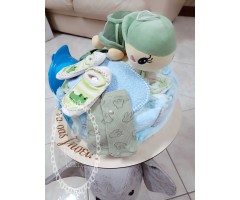 Τούρτα για νεογέννητο αγοράκι με θεματικό Χελωνίτσα - τούρτα απο πάνες Diaper cakes