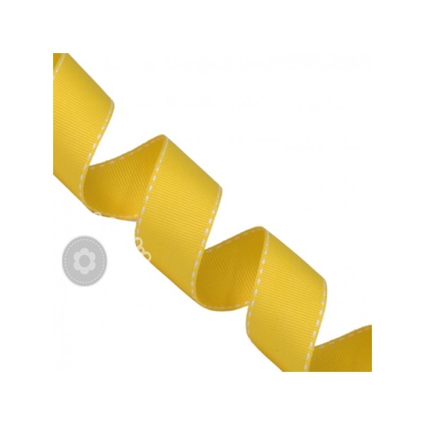 Κορδέλα γκρό με γαζί 25mm κίτρινο