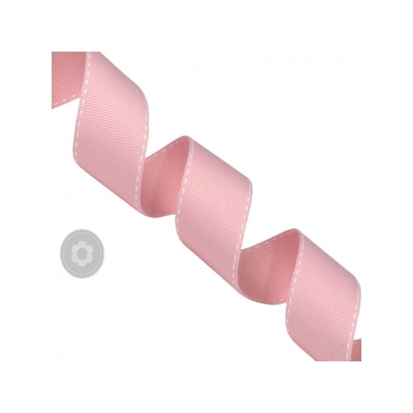 Κορδέλα γκρό με γαζί 25mm ροζ